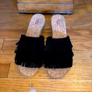UGG suede fringe espadrille mule NWOT size 9.5